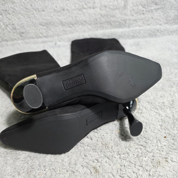 Alfani Women Black Soft‎ Upper Pointed Toe Kitten Heel Knee High Boots 5M NEW - Picture 4 of 6